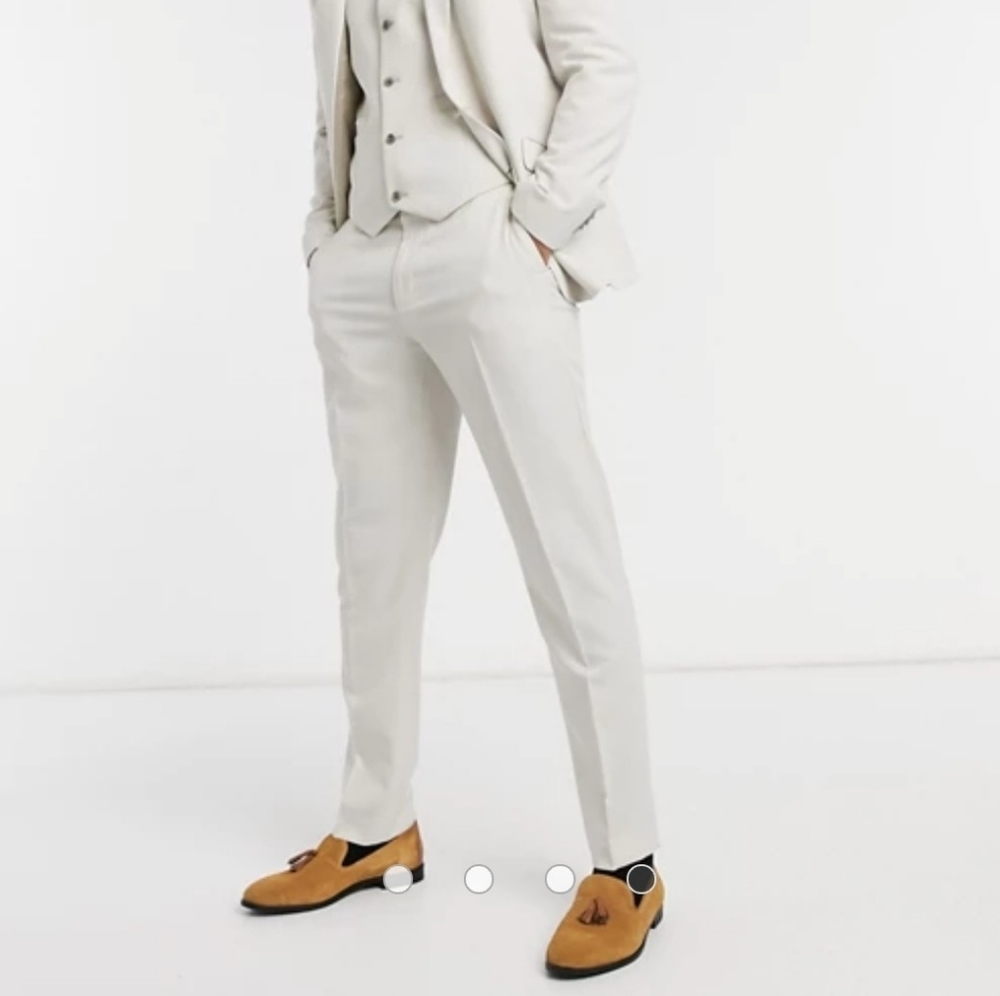 ASOS Wedding Slim Suit Pants in stone crosshatch